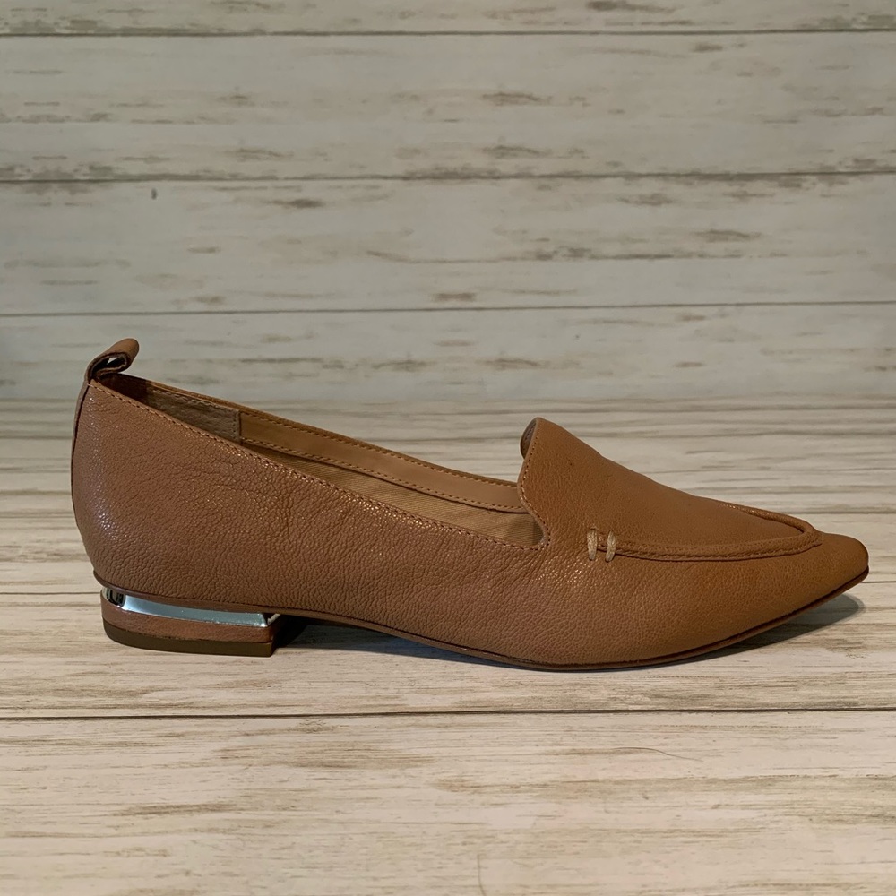 Franco Sarto Tan Leather Pointed Toe Loafers